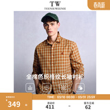 Teenie Weenie小熊男装春秋款衬衫男美式休闲舒适柔软格子休闲长袖衬衫上衣 橙色 M