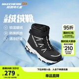 Skechers斯凯奇儿童绒绒靴雪地靴保暖男童棉鞋防寒加绒高帮女童靴660092L 男童/黑色/白色/BKW 35