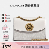 COACH蔻驰女包奢侈品大牌女士轻奢包包单肩斜挎小方包山茶花情人节礼物 【保税仓】卡其34256B4R7B