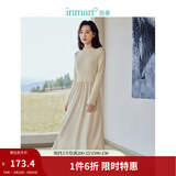 茵曼（INMAN）2025秋冬女装新款灯芯绒连衣裙新品长袖休闲针织礼服中长裙子 淡香杏-18348357H1 S