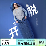 探路者（TOREAD）棉睡袋 秋冬户外情侣通用柔软舒适旅行睡袋 TECCBK90880-K451 铁蓝灰右