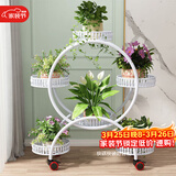 安尔雅花架铁艺多层带轮绿萝花盆架客厅阳台落地式可移动室内置物架 