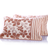 沐凡 枕巾 纯棉加厚 一对2条装四季柔软透气全棉卡通情侣单人枕头巾 五瓣花驼一对 75cm*50cm