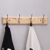 家逸衣帽架壁挂墙壁置物架墙壁挂衣架墙上实木挂钩 4钩原木色