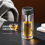 万象（WANXIANG）双层玻璃杯经典皮纹V21RL商务办公礼盒泡茶杯480ML大容量家用水杯