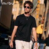 布先生春夏季短袖T恤男士纯棉小白T纯色内搭打底衫 黑色 XL(180)