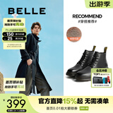 百丽（Belle）潮搭马丁靴男冬季商场同款真皮英伦风休闲靴92267DD0 黑绒里(6孔) 41 (255mm)