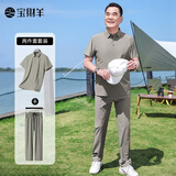 宝财羊爸爸套装夏季短袖t恤男冰丝凉感polo衫中老年人上衣服父亲节礼物
