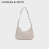 CHARLES&KEITH拉链简约通勤轻便链条腋下包生日礼物送女友CK2-20271604 Shell Grey贝壳灰（新色） S
