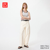 优衣库常规款女装针织廓形长裤/弯刀镰刀裤子483722 482287 482287/01乳白色 XL