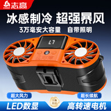 志高（CHIGO）挂腰风扇工地工作超大风力长续航大容量制冷随身空调户外高温焊工电焊挂脖带腰间便携式USB小风扇 橙色冰敷制冷款【三万毫安】带半导体冰敷 七档调速