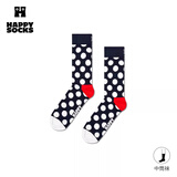 Happy Socks春夏季新款袜子女男士袜薄荷曼波彩虹白色棉袜运动袜时尚中筒袜 黑白大圆点 M 36-40