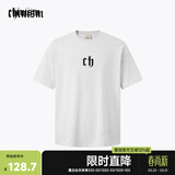 CHINISM CH短袖男夏季T恤半袖时尚宽松潮流休闲圆领情侣上衣 暖花灰 L