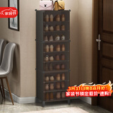 安尔雅 鞋柜门口简易玄关收纳一体柜子超薄宿舍鞋架多层家用 9层暗茶色