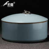 豹霖茶洗缸大号特大水盂功夫笔洗茶具盆配件大全陶瓷器精品家用品中式 直径21cm-茶洗大号带盖-汝窑柏彩