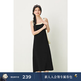 诗凡黎（‘S EIFINI）黑色条纹拼接针织背心裙2024春新款裙子中长气质背带连衣裙 黑色针织款 M 160/84A