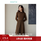 茵曼（INMAN）2025秋冬女装新款灯芯绒连衣裙新品长袖休闲针织礼服中长裙子 咖啡色 S