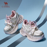 骆驼（CAMEL）银月户外老爹鞋厚底休闲鞋L24A283742G 米/金/粉(女款内增高) 37