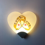 熠豪（YIHAO）LED壁灯现代简约心形亚克力LED床头壁灯温馨浪漫卧室个性创意过道墙壁灯灯具 小号【双戒】5W暖光