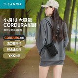 山业（SANWA）单肩斜挎包女 手机包男商务双机 Cordura耐磨户外小包 竖款格调黑