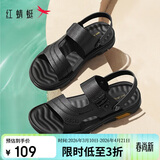 红蜻蜓凉鞋男鞋轻便拖鞋夏季牛皮沙滩鞋露趾透气两穿WTT22118J黑色44