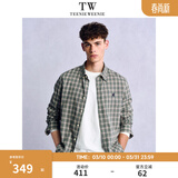 Teenie Weenie小熊男装春秋款衬衫男美式休闲舒适柔软格子休闲长袖衬衫上衣 军绿 L