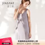 金三塔真丝睡衣女100%桑蚕丝简约背心式真丝睡裙丝绸睡衣 高级灰 XL