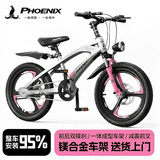 凤凰儿童山地自行车镁合金3-6-8-10-12-16岁小孩单变速银粉色20寸