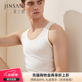 金三塔背心男100%桑蚕丝男士圆领背心1YZM4A501 白色 XL