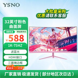 亚胜诺（YSNO）显示器电脑27英寸 高清电影屏幕 办公显示屏便携 电竞游戏屏 节能液晶屏2K 32英寸1k75hz曲面粉色