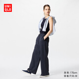 优衣库常规款女装麻混纺松紧长裤/休闲裤473791 69 藏青色 M /160/66A