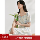 茵曼（INMAN）法式碎花高级感2025夏女新款休闲中长吊带连衣裙子 月蓝连衣裙-18424791 S