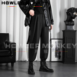 声猴配马丁靴裤子男高街ins宽松大码哈伦潮流运动阔腿九分韩版工装日 黑色 XL(120-145斤)