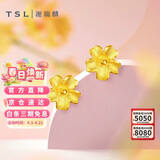 谢瑞麟（TSL）黄金耳钉磨砂朱槿花朵足金耳饰YM352 约0.75g生日