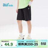 361°儿童短裤夏季男女童3-12岁透气运动裤梭织五分裤 黑 170