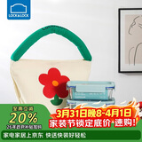 乐扣乐扣（LOCK&LOCK）清新玻璃保鲜盒微波饭盒三件套(630ml*2+便当包)LNG428S601薄荷绿