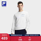 FILA斐乐官方卫衣男子针织长袖套头衫秋冬季简约休闲圆领健身运动上衣 铅粉白-IV L 175/96A