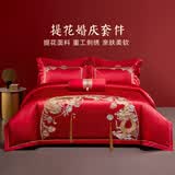 罗莱家纺结婚套件新婚高端四件套喜庆多件套婚庆刺绣床品 八件套 | 全棉提花+重工刺绣 | 合卺良缘 1.8m 床单款 被套220*250cm