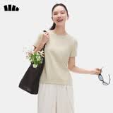 蕉下（beneunder）白t恤女短袖正肩打底衫棉吸汗春装内搭高档百搭CT005橡灰米L