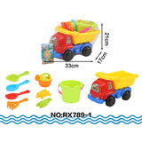 康百雀（CAWNPECHIN）儿童沙滩玩具套装铲子挖沙工具桶沙滩车沙漏3-6-8岁海边玩沙吸水 大号沙滩车【9件套】