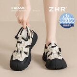 ZHR休闲鞋女镂空轻便夏季女鞋软底内增高户外登山鞋女 KS102 米黑 38