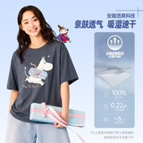 安踏姆明联名丨多彩休闲短袖t恤女夏季新款趣味印花宽松透气上衣
