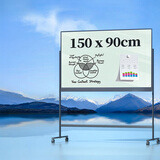 得力(deli)时尚系列H型支架式窄边框玻璃白板150*90cm钢化玻璃带架子办公会议写字板黑板白板50075