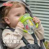 努比（Nuby）宝宝直饮水杯带手柄360°第二代训练儿童喝水杯嘬吸学饮嘬口杯 绿色小怪兽 240ml