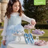 斯纳菲女童皮鞋春季爱莎公主鞋儿童水晶鞋中大童演出鞋软底鞋月光银26