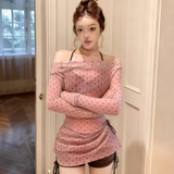 南木熊泳衣女泡温泉比基尼高级甜酷长袖罩衫3件套性感分体沙滩度假泳装 粉棕波点3件套【80-115斤】