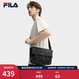 FILA斐乐男包【黑武士】斜挎包老花轻便防泼水挎包复古老花单肩包 正黑色-BK XS