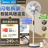 美的（Midea）【闪拆系列】一键闪电拆装直流变频家用语音电风扇一级能效轻音落地扇大风力卧室立式电扇SDJ30BC