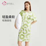 都市丽人女士短袖睡裙家居服夏季印花牛奶丝居家外穿睡衣女2H36J5