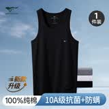 七匹狼男士背心10A全棉抗菌防螨修身弹力百搭打底衫男罗纹背心 黑色XL